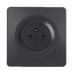 OHMTEC Epure Prise 2P+T affleurante complet anthracite + griffes de fixation