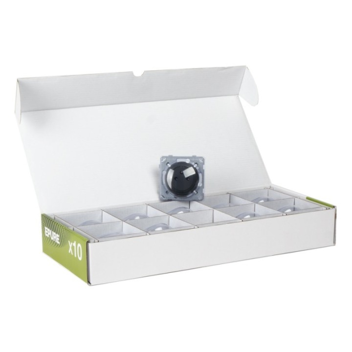 OHMTEC Epure Lot 10 Prises affleur anthracite + cache peinture 