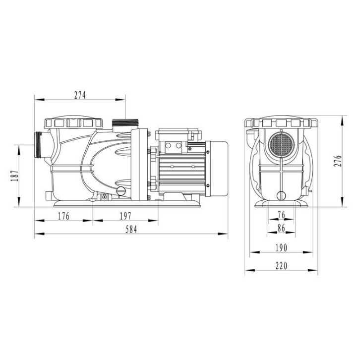 Pompe Filtration Piscine Hors Sol et Enterrée 2200W - 31m³/h Auto amorçante STEINER