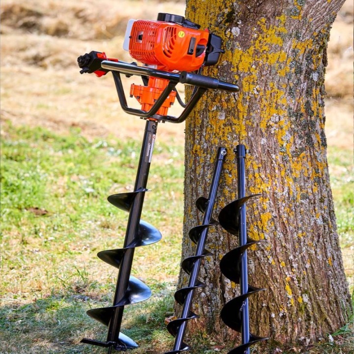 Tarière Thermique 51.7CC + 3 Mèches + Rallonge 40cm ST PIERRE DU CHAMP