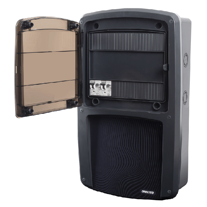 Coffret mobilhome - 2 raccordements 10A avec protection par disjoncteur différentiel - OHMTEC