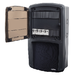 Coffret mobilhome - 4 raccordements 10A avec protection par disjoncteur différentiel - OHMTEC
