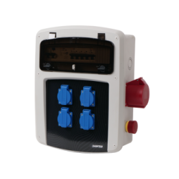 Coffret de chantier avec 4 prises monophasées + 1 Prise Tétrapolaire 16A OHMTEC