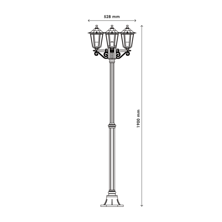 Lampadaire Extérieur 3 Têtes 3x60W E27 Fonte Blanc LOAN