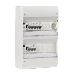 Tableau électrique équipé et câblé NF logement T2 à T3 neuf 2 différentiels + 8 disjoncteurs auto 4.5kA + 1 prise 2P+T 16A NALTO