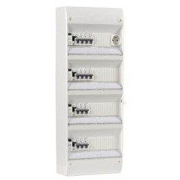 Tableau électrique équipé et câblé NF logement T5 et plus neuf 4 différentiels + 14 disjoncteurs auto 4.5kA + 1 prise 2P+T 16A N
