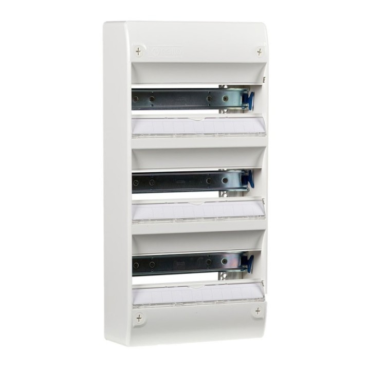Tableau électrique vide 3 rangées 39 modules Rail Amovible NF NALTO + Porte