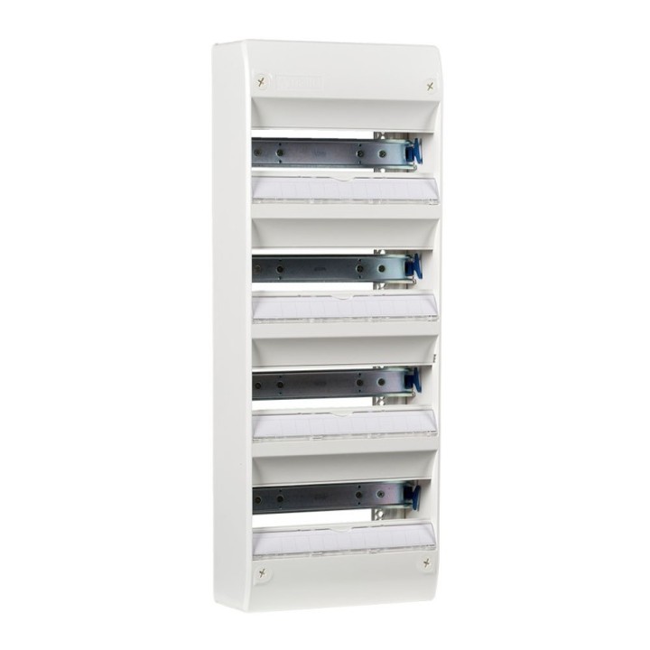 Tableau électrique vide 4 rangées 52 modules Rail Amovible NF NALTO + Porte