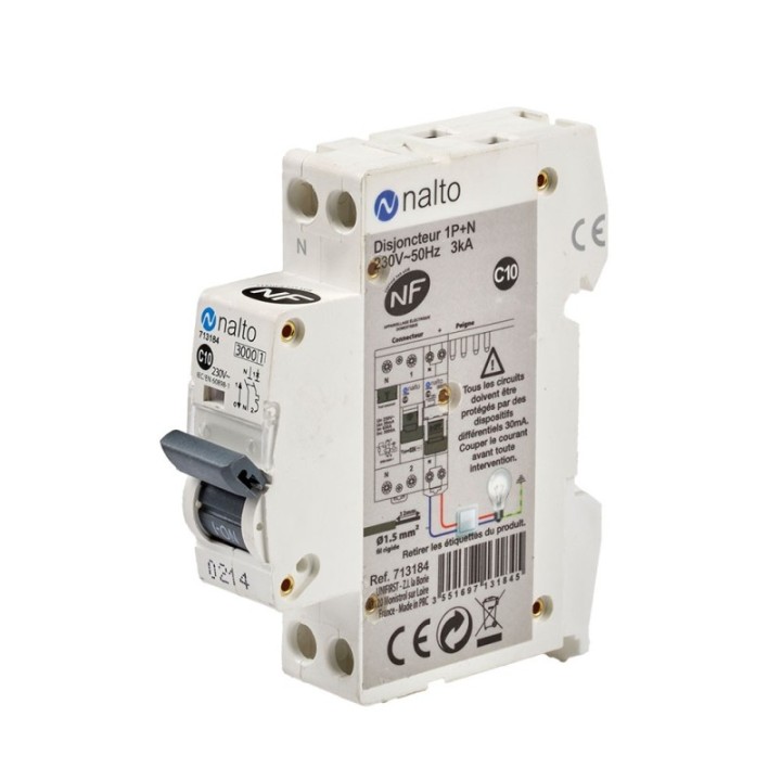 Disjoncteur à vis 10A - 1P+N - 3kA NF NALTO