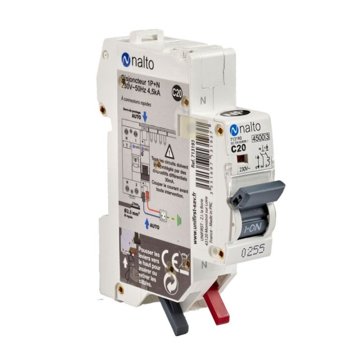 Disjoncteur 20A automatique 1P+N 4.5kA NALTO