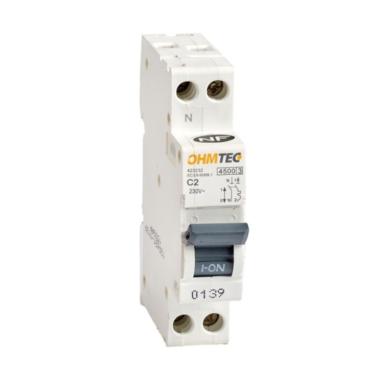 Disjoncteur 1P+N 2A 4.5kA/6kA NF OHMTEC