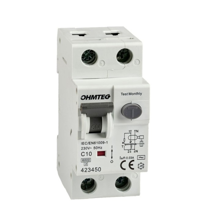 Disjoncteur différentiel à vis 1P+N 10A 30mA 6kA Courbe C