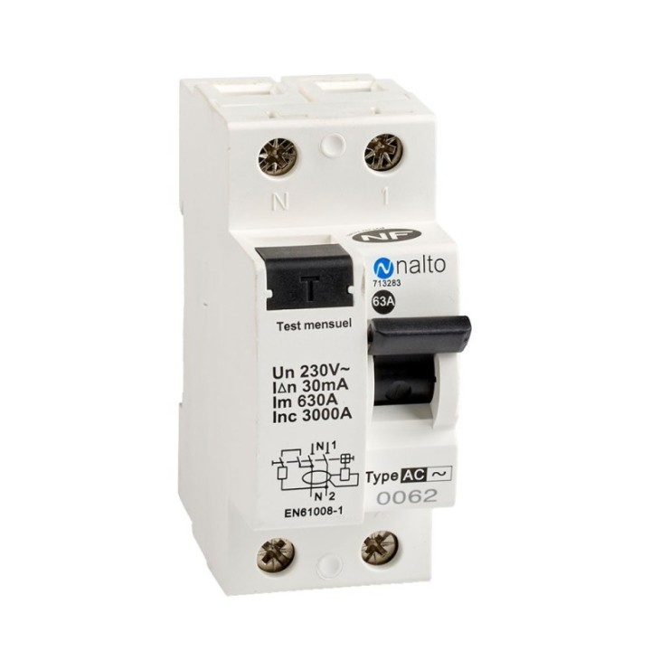 Interrupteur différentiel 63A 30 mA type AC NF NALTO