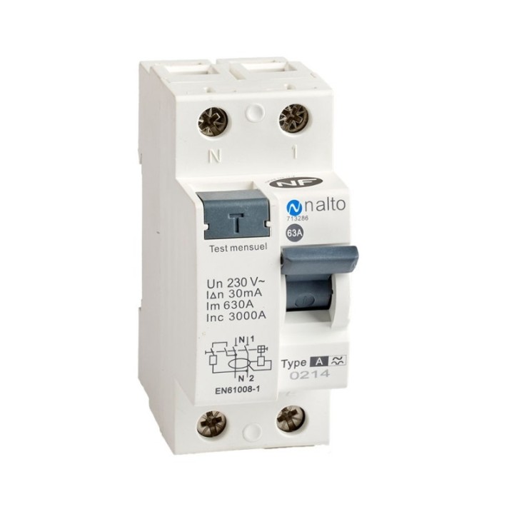 Interrupteur différentiel 63A 30mA type A NF NALTO