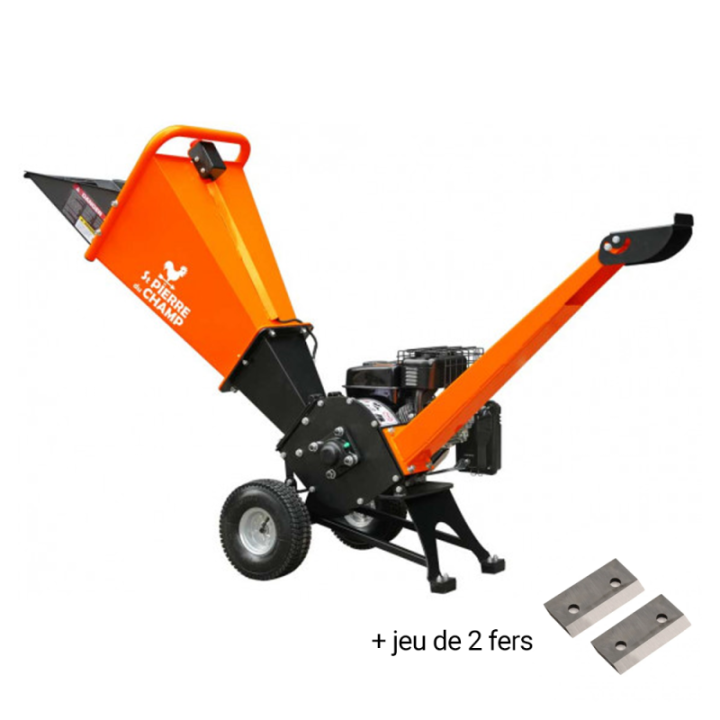 Pack broyeur de végétaux thermique 212cc 60mm + 2 fers ST PIERRE DU CHAMP
