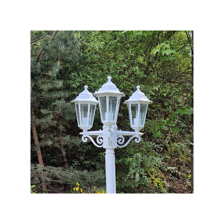 Lampadaire Extérieur 3 Têtes 3x60W E27 Fonte Blanc LOAN