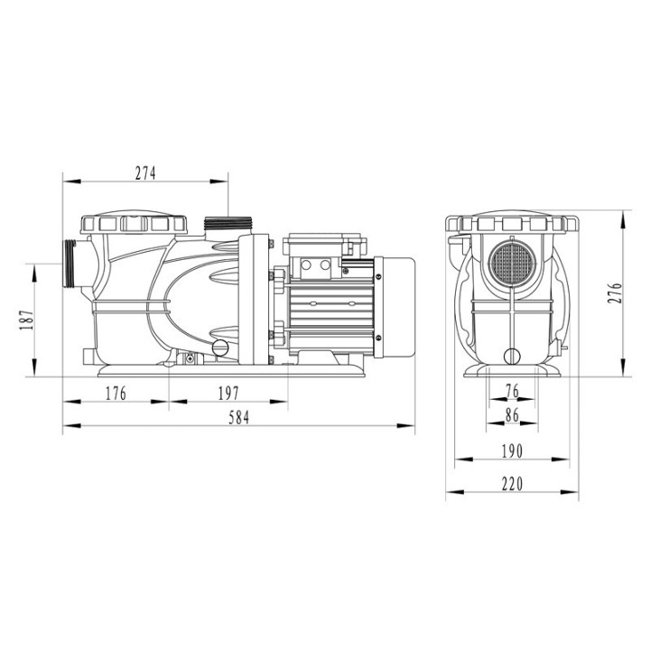 Groupe de filtration 2.2CV 27m³/h Ø710mm vanne Top 6 voies STEINER