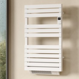 Sèche-serviette électrique 500W barres plates fil chauffant + soufflerie - ATENZA