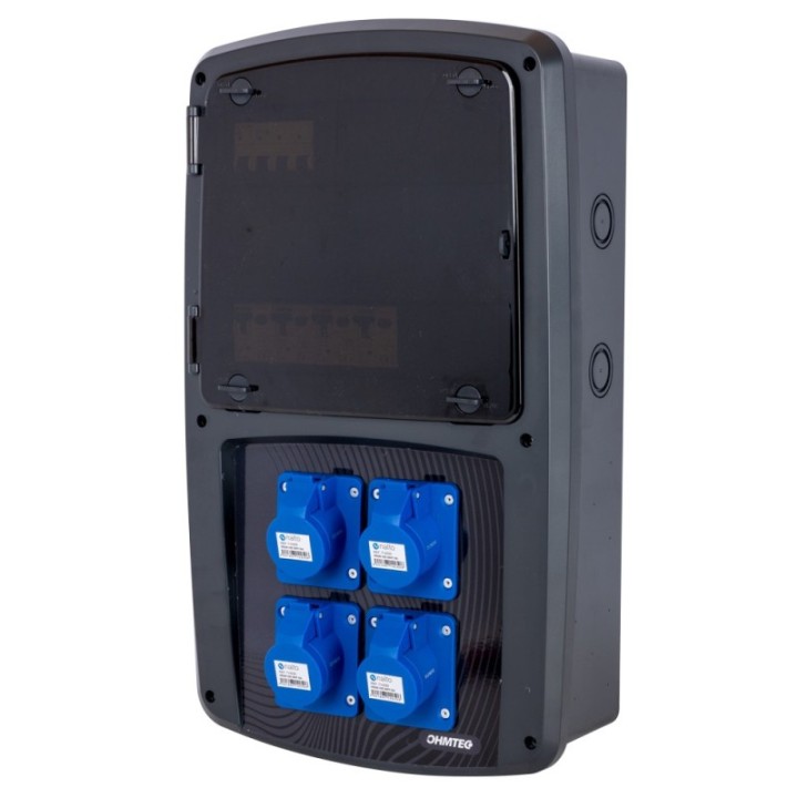 Coffret camping 4 prises CEE 10A avec protection par disjoncteur différentiel - OHMTEC