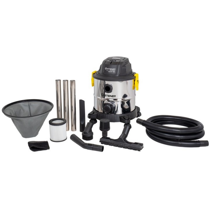 Aspirateur eau et poussières 20L inox 1200W sans sac + fonction souffleur STEINER