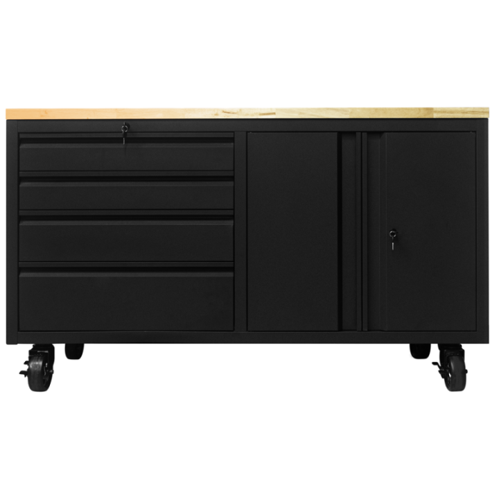 Établi d'atelier mobile sur roues avec rangements intégrés L 160 x H 94 X P 60.5cm FEROCE