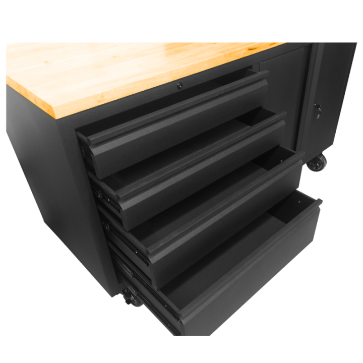 Établi d'atelier mobile sur roues avec rangements intégrés L 160 x H 94 X P 60.5cm FEROCE