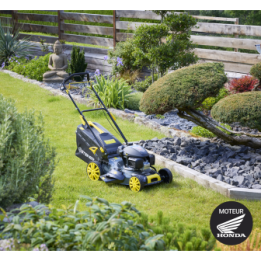 Tondeuse thermique tractée 4 en 1 mulching 51cm moteur HONDA 166 cm³ STEINER