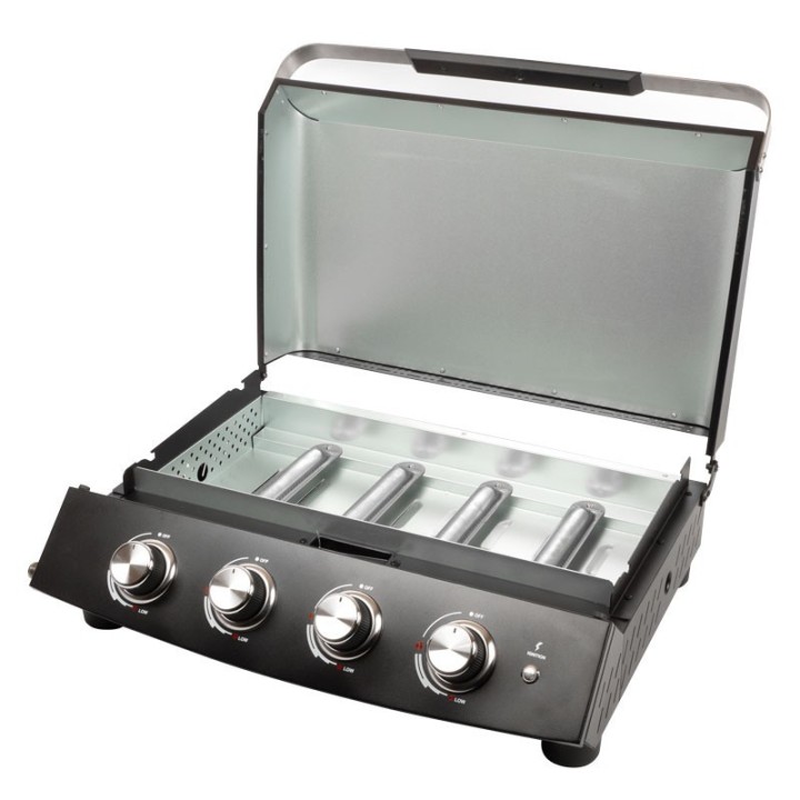 Plancha Gaz 4 Brûleurs 10kW Avec Couvercle ROSTER