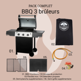 Pack complet BBQ à gaz 3 feux ROSTER