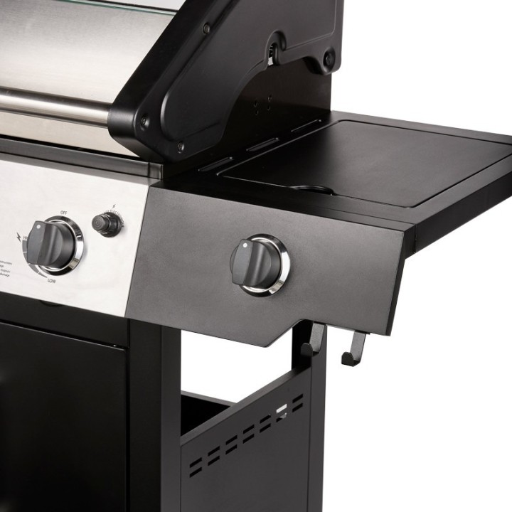 Barbecue Gaz ROSTER 5 brûleurs Dont 1 Latéral Avec Plancha et Grille de Cuisson Combinées