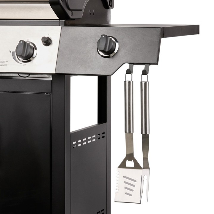 Barbecue Gaz ROSTER 5 brûleurs Dont 1 Latéral Avec Plancha et Grille de Cuisson Combinées