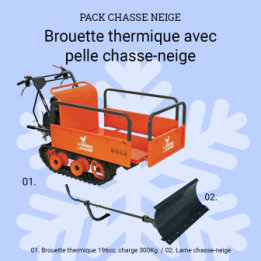 Brouette thermique 196cc benne extensible charge 300Kg + lame chasse-neige