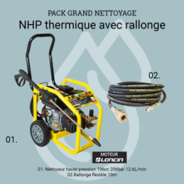 Pack nettoyeur haute pression thermique 196cc 206 bar + rallonge 10m STEINER
