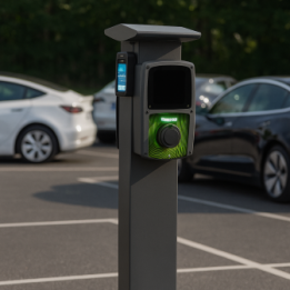 Borne de recharge véhicule électrique avec module de paiement par carte bancaire – 2 prises T2S 7,4 KW OHMTEC