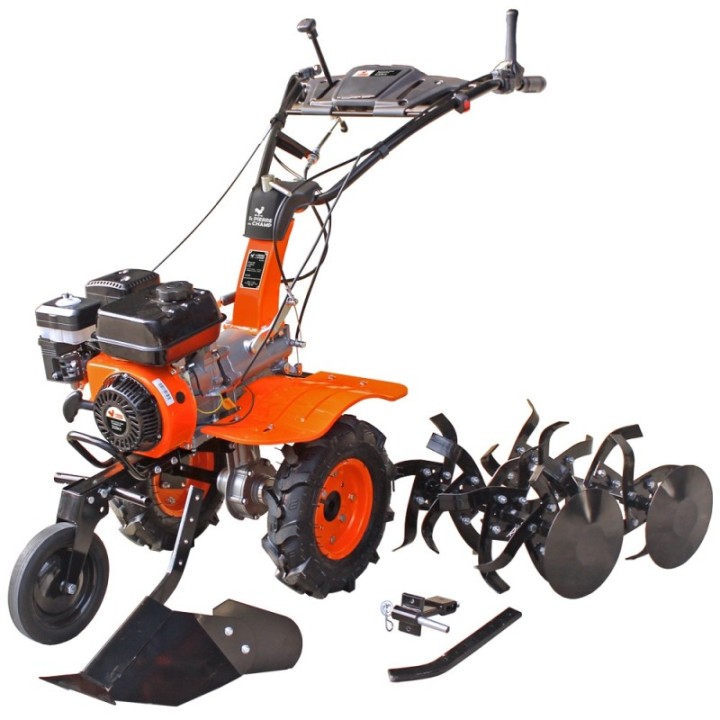 Motoculteur - Motobineuse thermique essence 8CV - 223cc à engrenages + 8 fraises + 2 roues + buteur ST PIERRE DU CHAMP