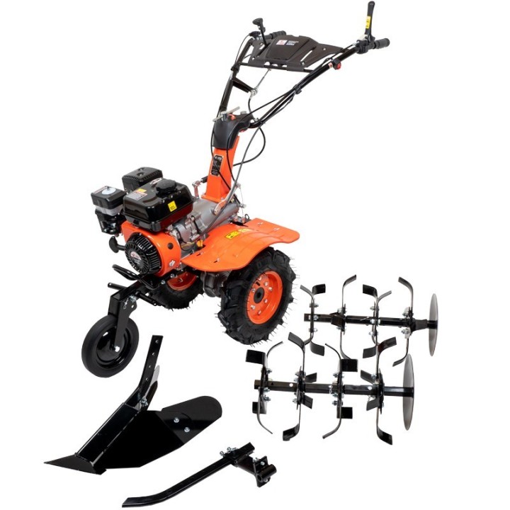 Motoculteur - Motobineuse thermique essence 8CV - 223cc à engrenages + 8 fraises + 2 roues + buteur ST PIERRE DU CHAMP