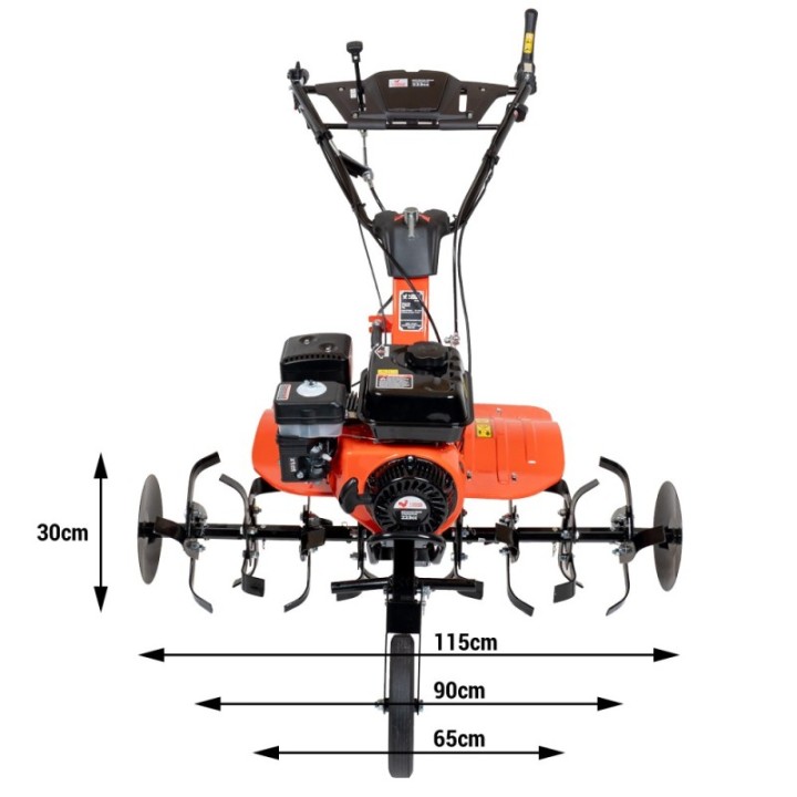 Motoculteur - Motobineuse thermique essence 8CV - 223cc à engrenages + 8 fraises + 2 roues + buteur ST PIERRE DU CHAMP