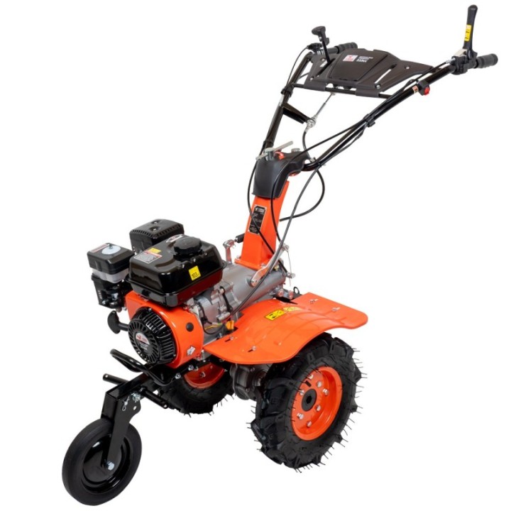 Motoculteur motobineuse thermique essence 8CV - 223cc à engrenages + 8 fraises + 2 roues + buteur + charrue + arracheuse