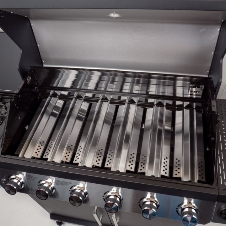 Barbecue gaz 7 brûleurs dont 1 latéral avec planchas et grilles de cuisson combinées ROSTER 