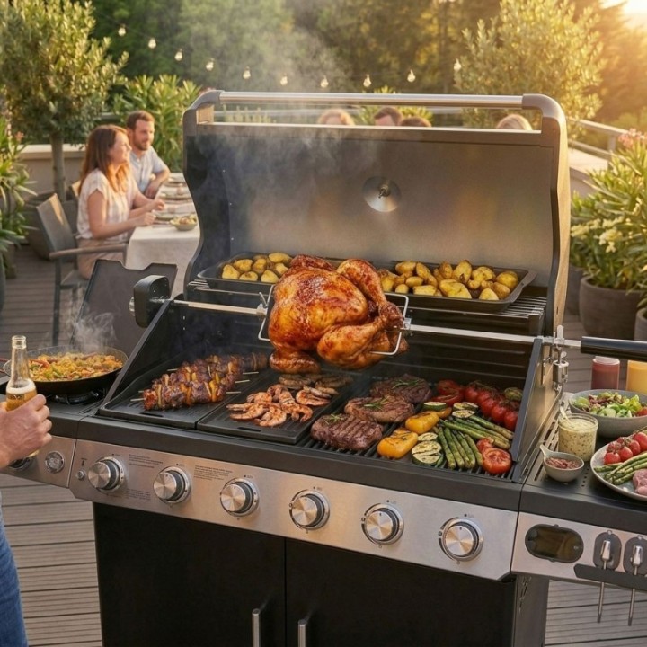 Kit rôtissoire électrique pour Barbecue à gaz ROSTER Réf 660140